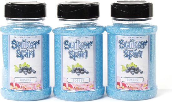 Accessoire voor suikerspinmachine - Suikerspinsuiker bosbes - 3 x pot á 400 gram