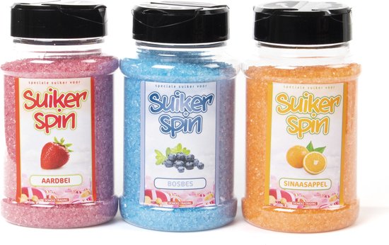 Accessoire voor suikerspinmachine - Suikerspinsuiker fruitmix 2 - 3 x pot á 400 gram