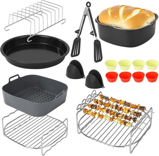 Accessoires, 20 stuks vierkante airfryer accessoires voor Philips Airfryer XL 6.2L XXL 7.2L, Ninja 5.8L/6.2L, COSORI 5.5L 4.7L, Cecotec 5.5L /6 L, Accessoires voor Airfryers
