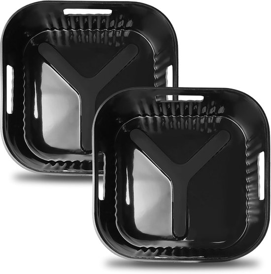 Accessoires luchtfriteuse van siliconen, 2 vierkante bakvormen mand voor airfryer voor Philips XL 6,2 l, 4,2 l, Moulinex 5 l, Cecotec 5,5 l, herbruikbaar in plaats van papieren oven