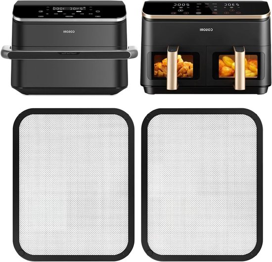Accessoires voor Airfryer: 2-delige set van fijnmazig roestvrij staal voor 8.5L en 10L modellen, ideaal voor koken en bakken in de keuken van Merkloos