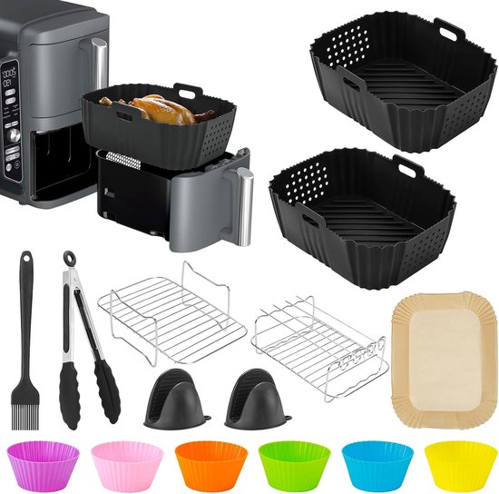 Accessoires voor Airfryer Ninja - Geschikt voor Double Stack XL SL400EU/SL451EU & Foodi Max Dual Zone AF300EU/AF400EU/AF451EU - Inzetstukken voor 2 Compartimenten (7,6L-9,5L)