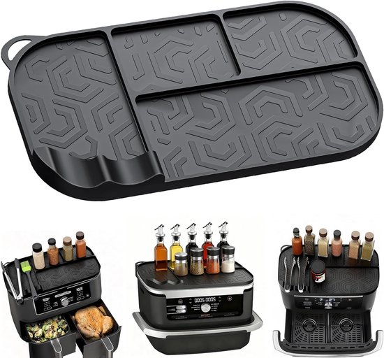 Accessoires voor Airfryer - Siliconen Mat en Opslagrek voor Ninja Foodi Max Dual Zone 9.5 L-10.4 L, Ideaal voor Gezond Koken en Organisatie van Merkloos