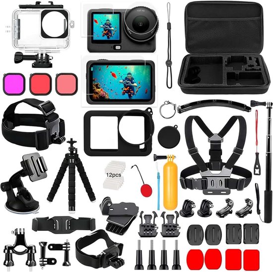 Accessoires voor DJI Osmo Action 6, waterdichte behuizing, drijvende handgreep, displaybeschermfolie, selfiestick, fietshouder, hoofdriem, duikaccessoires voor DJI Osmo Action