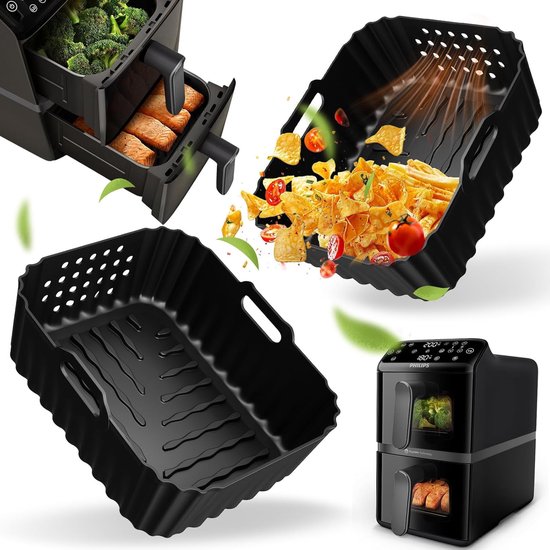 Accessoires voor heteluchtfriteuse, airfryer accessoires voor Philips Airfryer 4000 Series Stacked Dual Basket 10L, siliconen mal accessoires voor Philips NA460/NA462 10L, Air Fryer siliconen bakvorm