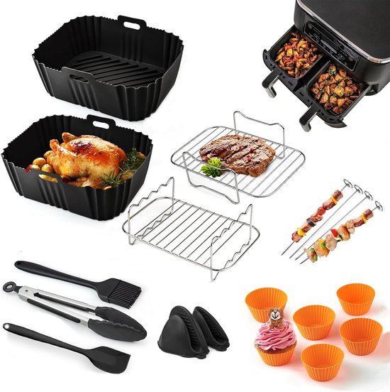 Accessoires voor Ninja Foodi Max Dual Zone AF400EU AF300EU 9,5 l airfryer-accessoires voor Double Stack XL SL400EU siliconen vorm, heteluchtfriteuse voor Cosori 8,5 l
