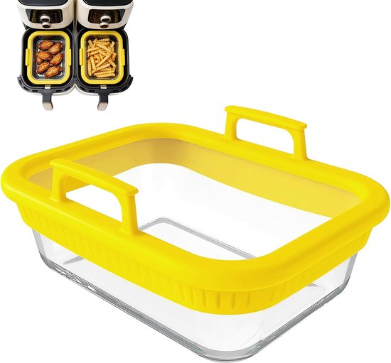Accessoires voor Ninja heteluchtfriteuse, AF400EU/DZ400EU/AF500EU/COSORI, heteluchtfriteuse, 2 kamers, glazen vorm voor airfryer, ovenschaal