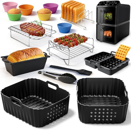 Accessoires voor Philips Airfryer 4000 Series Stacked Dual Basket 10L, airfryer accessoires voor Philips NA460/NA462 10L, siliconen vorm accessoires, ovenschaal inzetstuk in plaats