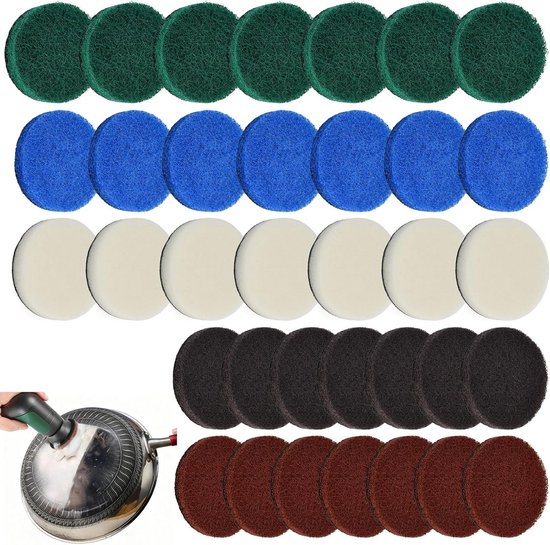 Accessoires voor Universele Schoonmaakborstels - 30 Stuks Batterijborstel Pads voor Keuken - Geschikt voor Diverse Modellen, Schuim Pads en Reinigingsoplossingen van Merkloos