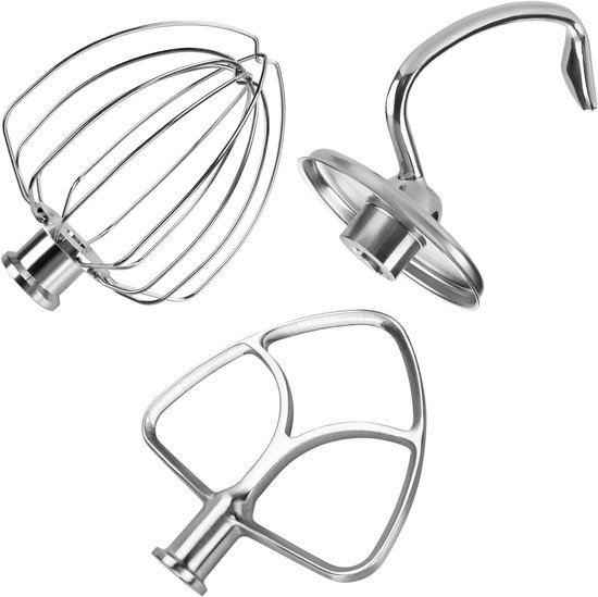 Accessoireset Mixer - Keukenmachine Onderdelen - Bakken & Mixen - Roestvrijstaal 3-Delig - 5 Kwarts van Merkloos