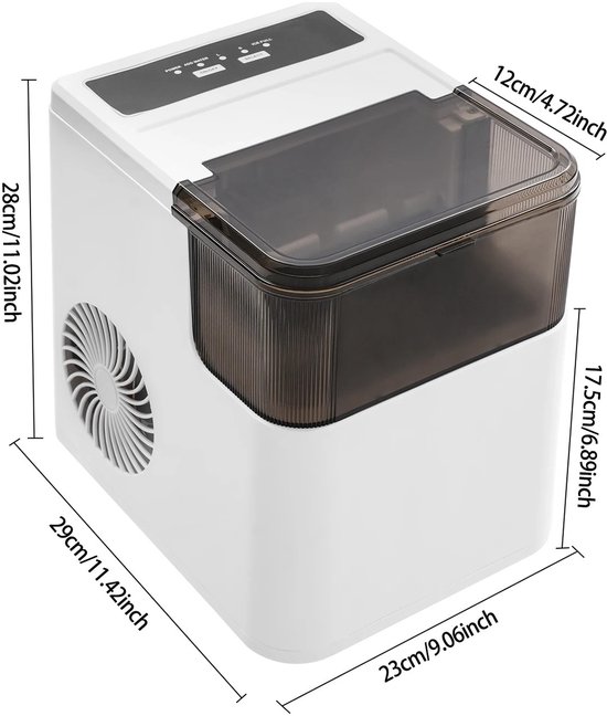 ACEP 165W ijsmachine - Ijsmachine - Wit - Voor 12kilo ijsblokjes - 165W - Ijsblokjesmakers - Zelfreinigend - 1.4L van Merkloos