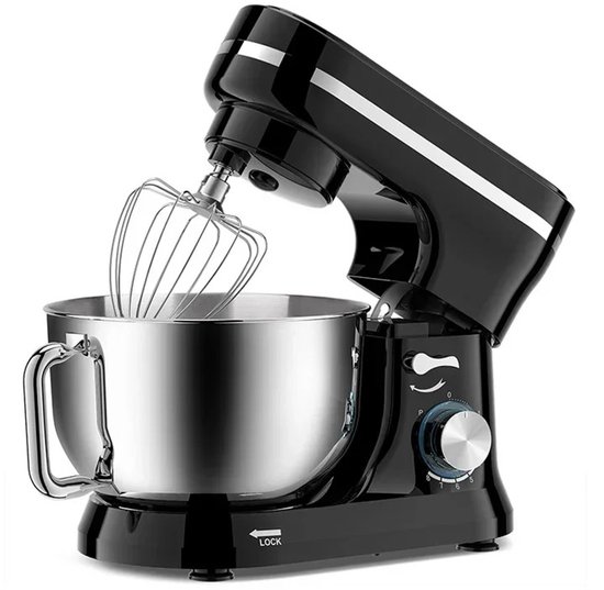 ACEP Elecktrische keukenmixer - 4.5 L - Keukenmachine - Zwart - Keukenrobot - 1000W - Keukenmixer met mengkom - RVS - 8 Snelheden van Merkloos