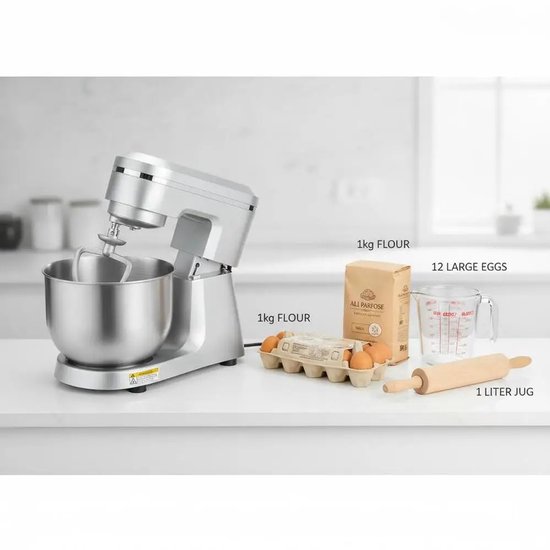 ACEP Kantelbare Keukenrobot - Keukenmachine - Deegmixer - Wit - RVS - 1500W - Mixer - Keukenrobot - Deegmachine - Keukenmixer