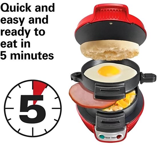 ACEP Ontbijtmaker - 220 V - Rood - Hamburger machine - Hamburgermaker - 800W - Keukenmachine - Contactgrills - Toaster - Sandwich van ACEP