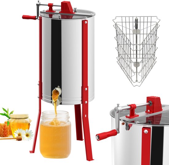 ACXIN Handmatige Honingcentrifuge 3 Ramen Ø 38cm RVS Tangentiële Extractie Deksel van Merkloos