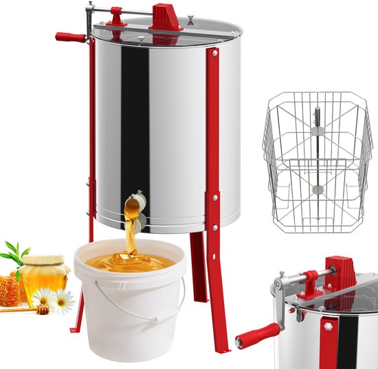ACXIN Handmatige Honingcentrifuge 4 Ramen Ø 48cm RVS Tangentiële Extractie Deksel van Merkloos
