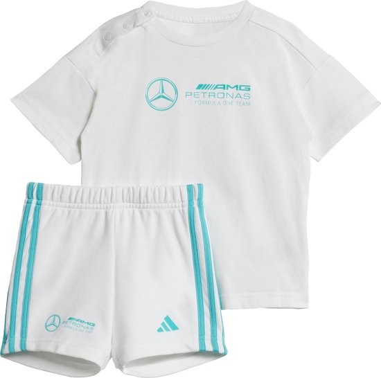 adidas Performance MERCEDES - AMG PETRONAS FORMULA ONE TEAM DNA BABY JOGGINGPAK MET KORTE MOUWEN - Kinderen - Wit- 104 van Adidas