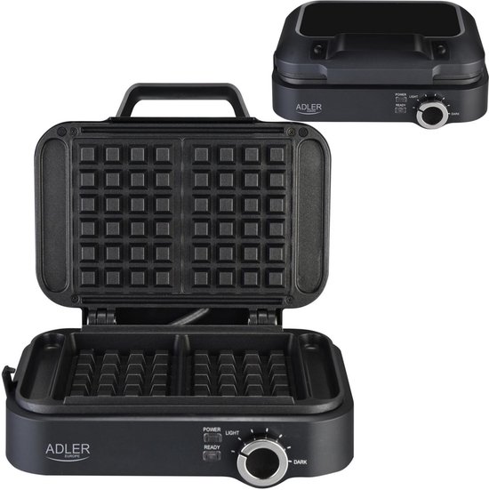 Adler AD 3065 - Wafelijzer - 2000W - Diepe Platen - Regelbare Thermostaat van Adler