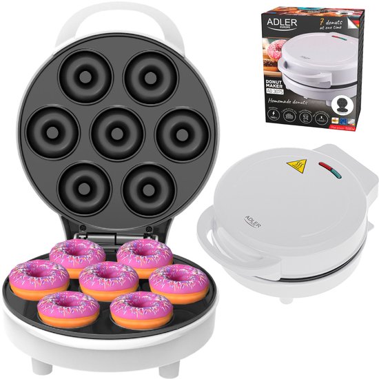 Adler - Donutmaker voor 7 donuts - antiaanbaklaag - 1500W - wit AD 3075 van Adler