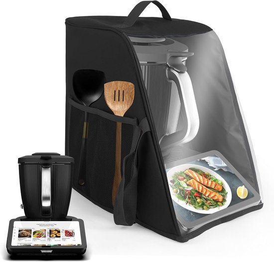 Afdekhoes voor Thermomix TM7, deksel voor Thermomix, afdekking keukenmachine, TM7, accessoires, ideaal voor de bescherming en het opbergen van je keukenmachine, zwart