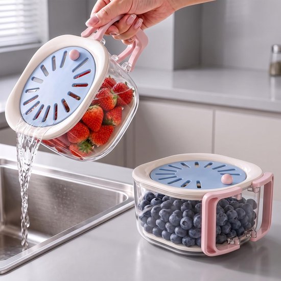 Afdruipmand voor Groenten en Fruit - Set van 2 - Blauw