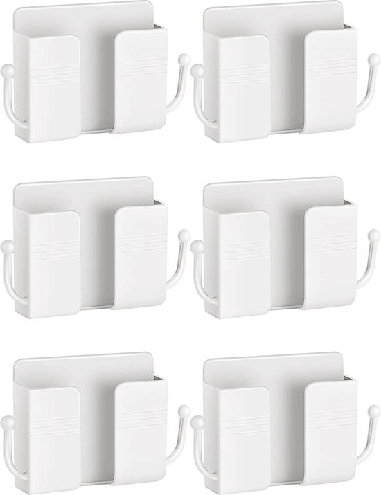 Afstandsbediening Houder - 6 Stuks - Wit - AB Houder- Houder voor Afstandsbediening voor aan de Muur - Remote Controll Holder van AB Houder