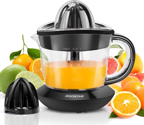 Aigostar Citruspers - Citruspers electrisch - 0.7L - 40W - Zwart -thomas van Merkloos
