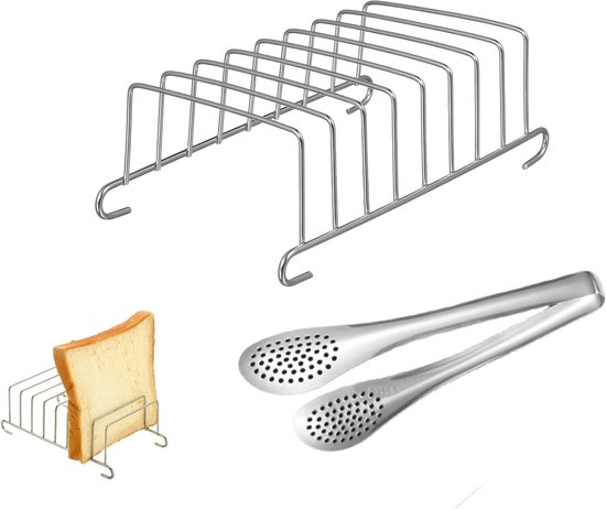 Air Fryer Toast Rack voor Perfect Geroosterd Brood, Ideaal voor Keuken, Restaurant en Feestjes - Inclusief Broodclip en Ondersteuning voor Air Fryer