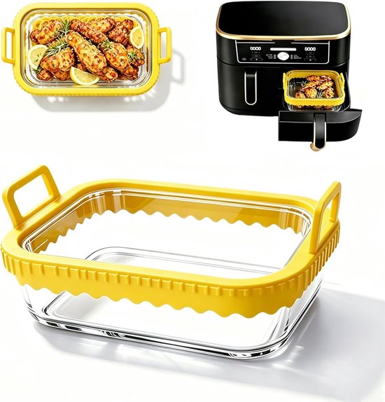 airfryer ovenschaal geschikt voor Ninja Cosori dubbele kamer (geel)