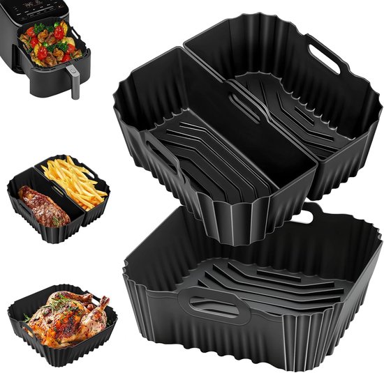 Airfryer voor Cosori 5,5L/6L/6,2L/6,4L & voor Philips 6,2L NA230, - Siliconen bakvormen voor Cosori Turboblaze & voor Philips 2000-serie 6,2L, herbruikbare siliconen inzetstukken