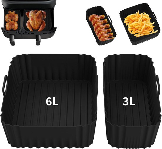 Airfryer-vorm voor Philips 3000 Dual Basket, siliconen airfryer-schaal voor Philips Airfryer serie 3000 en 5000, herbruikbare accessoires voor Philips Air Fryer NA350 NA550 6/3L