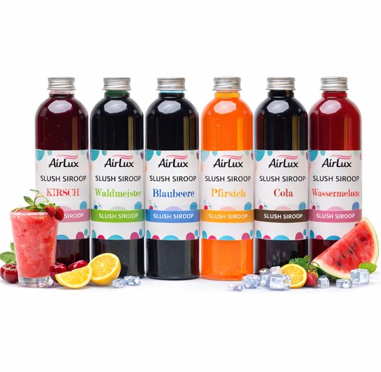 Airlux Slush Puppy Siroop - Slush Siroop - 6 Verschillende Smaken - 6x250ml - Slush Puppy - Slush Puppy Maker - Slush Puppy Siroop van Merkloos