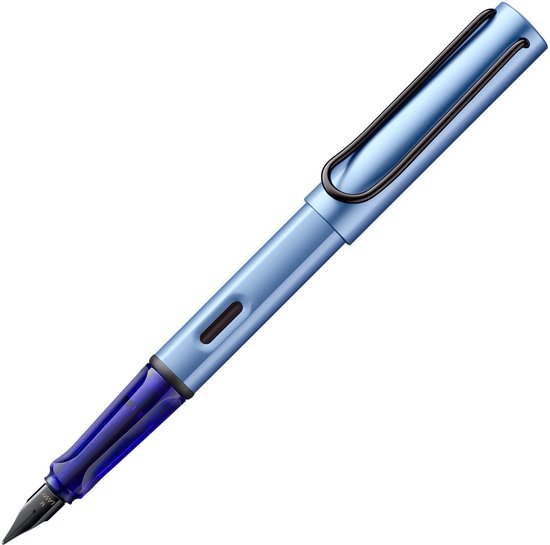 AL-star lichte vulpen 0E1 aluminium in aquatic met ergonomische greep en gepolijste stalen veer lijnbreedte extra fijn, incl. inktpatroon T 10 blauw