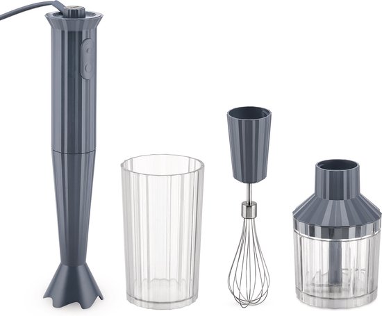 Alessi Staafmixer Set Plissé – Grijs – Michele de Lucchi – MDL10S G – Set met Staafmixer en Accessoires – Stijlvol en Krachtig – Perfect voor Soepen, Sauzen en Smoothies van Merkloos