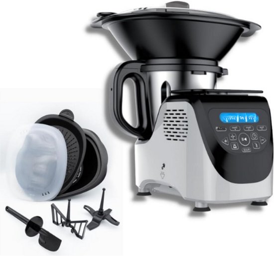All-in-1 Foodprocessor - 1000W - LED Touchscreen - Chopper - Juicer - Blender - Mixer - Weegschaal - Sous-Vide - 10 Snelheden - Inclusief Meerdere Accessoires van Merkloos