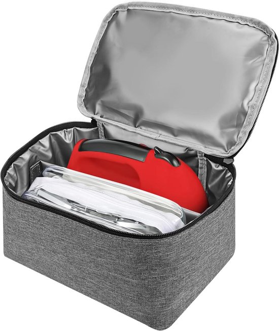 Allecto- Opbergtas voor elektrische handmixers - Draagbaar - Met handriem - Grijs - Compatibel met KitchenAid 5 KHM512, KitchenAid 6 KHM6118, KitchenAid 7 KHM7210, KitchenAid 9 KHM926CA - Geschikt voor diverse modellen - Handige draagtas met handvat van Allecto