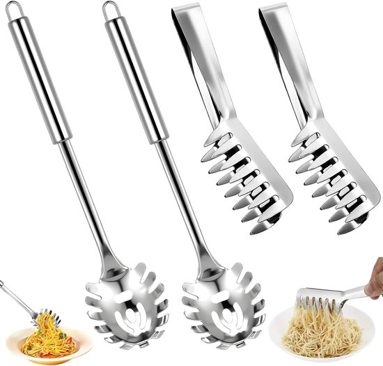 Allecto plus - 4-delige set pasta tools van roestvrij staal voor bakken en koken van pasta - Keukengerei voor pasta en salades. van Allecto