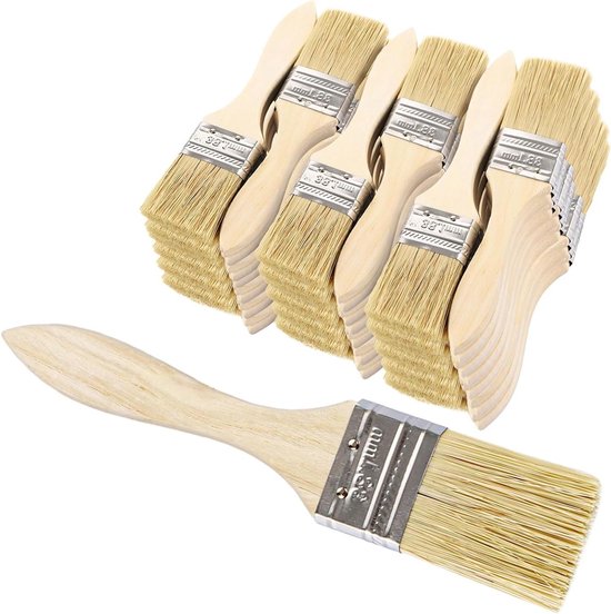 Allecto plus - 50-delige Set Penselen en Lakkwasten met Houten Handvat 3,5 cm - Schilderbenodigdheden - Kunstenaarsbenodigdheden van Allecto