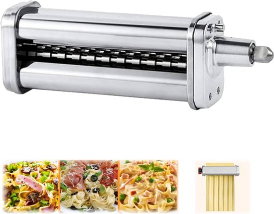Allecto Plus - Pasta Roller Cutter voor Kitchenaid Standmixer - Roestvrijstalen Pastamaker Accessoires - Fettuccine Noedels Pers - 6.3mm - Verse Pasta Maken - Keukenmachine Onderdelen