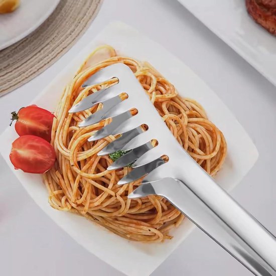 Allecto- Spaghettitang - Keukengereedschap - Roestvrij staal - Noedels - Clip - Kamvormig - Geschikt voor pasta- RVS. van Merkloos