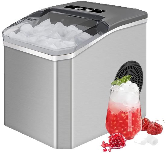 Allero IJsblokjesmachine - IJsmachine - IJsblokjesmaker - 220V - Elektrische Machine - 75W - Zelfreinigend - 12 KG - Grijs van Merkloos