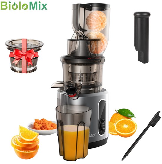 Allero Slowjuicer - Sapcentrifuge - Slow Juicer - Keukenmachine - 200W - Brede Invoer - Zwart - Tritan BPA Vrij - Sapmachine van Merkloos