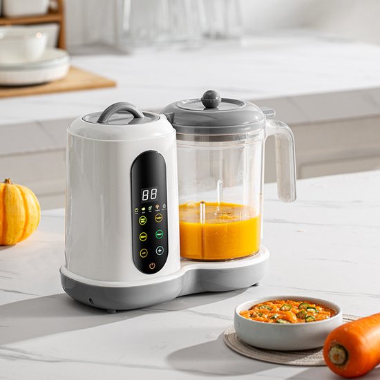【Alles-in-Één Babyvoedingmaker】EU 450W - Stoom, Mix & Verwarm Automatisch - BPA-vrij Zilvergrijs met Veiligheidsvergrendeling