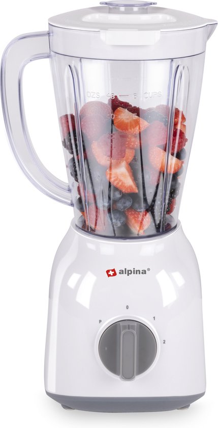 alpina Blender - 1,5 Liter - 400 Watt - Turbofunctie - Kunststof Kan - Wit van ALPINA
