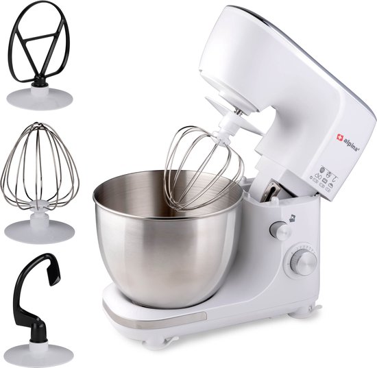alpina Keukenmachine - Keukenrobot - 5L RVS Mengkom - 3 Accessoires - Wit van Alpina