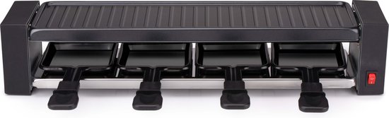 alpina Raclette Gourmet Set - 800 W - Raclette en Grill - Anti-Aanbaklaag - RVS - Makkelijk Meenemen - Zwart