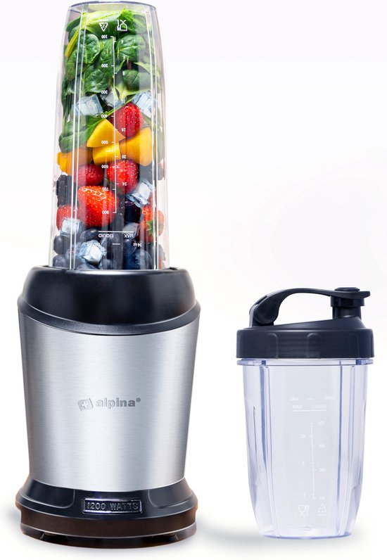 alpina Smoothie Maker - Blender To Go 500ml tot 1L - 1200W - RVS van Alpina