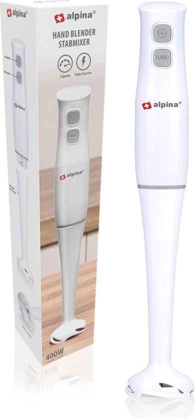 alpina Staafmixer - Handmixer Elektrisch 400W - Handmixers met 2 Snelheden - Vaatwasserbestendig - RVS van Alpina