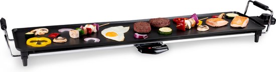 alpina Teppanyaki Bakplaat 1800W - Gourmet Grillplaat XL - Tafelgrill met Instelbare Thermostaat - Grill Plaat 87 x 23 cm - voor 8 tot 10 Personen - Anti-Aanbaklaag - RVS