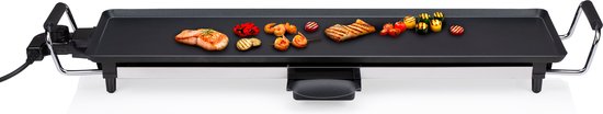 alpina Teppanyaki Bakplaat 2000W - Gourmet Grillplaat XL - Tafelgrill met Instelbare Thermostaat - Grill Plaat 70 x 23 cm - voor 4 tot 6 Personen - Anti-Aanbaklaag - RVS